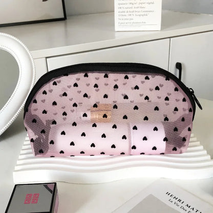 Makeup Bag Outdoor Personalized Transparent Nylon Mesh Cosmetic Bags Pouch Travel Organizer Zipper Beach Makeup Women's Purse