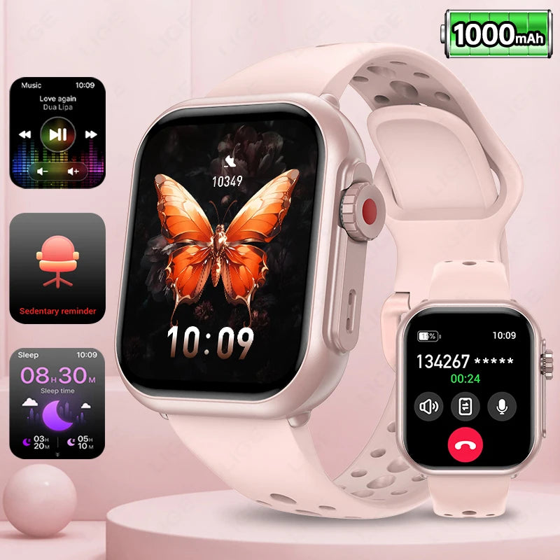 LIGE New 1000mAh Big Battery Smart Watch Full Touch Bluetooth Call Men's Watches 100+ Sports Mode Heart Rate Monitor Smartwatch