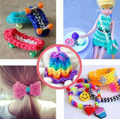 600Pcs New ColorTransparent  Fluorescence Glow Bracelets Making Supplies DIY Rubber Loom Bands Wrist Necklaces Child Party Toys