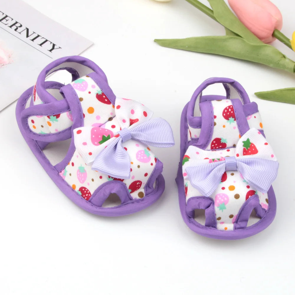 New Children Summer Clogs 0-18M Flower Newborn Infant Baby Girl Princess Bowknot Sandals Toddler Soft Crib Walkers Casual Shoes