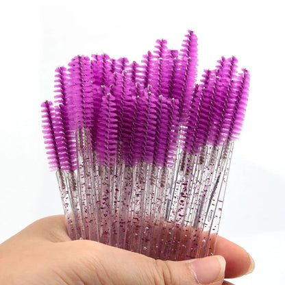 HOT 5/25/50pcs Mascara Wands Applicator Cosmetics Eyelash Brush Comb Crystal Eyelash Brushes Makeup Beauty Wholesale Eye Brush