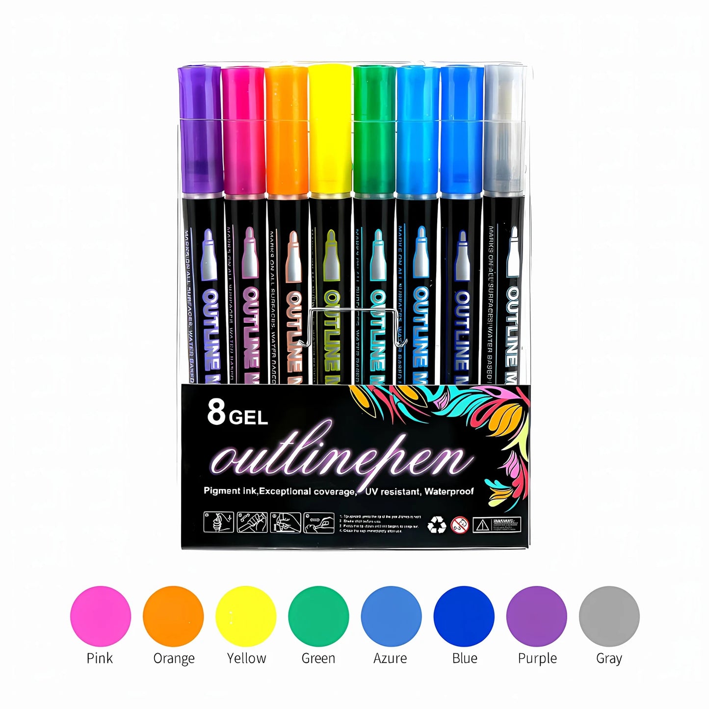 Double Line Outline Markers,Squiggles Shimmer Markers Set,Self Outline Metallic Glitter Marker Pens for Christmas,Art,Drawing