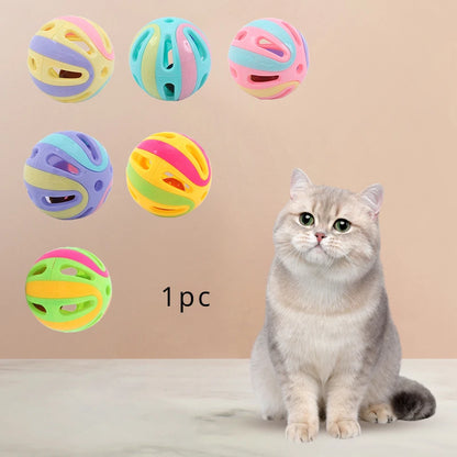 Bell Ball Cat Toys kitten Colorful Playing Ball Toys Interactive Funny Plastic Cat Sound Toy Cat Ball Chase Toy Pet Supplies