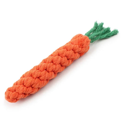1pc Dog Toy Carrot Knot Rope Ball Cotton Rope Dumbbell Puppy Cleaning Teeth Chew Toy Durable Braided Bite Resistant Pet Supplies