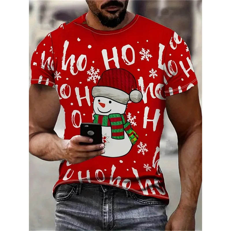 Christmas Tree Pattern T-Shirt For Men Funny Santa Claus 3D Printed Tees Summer Casual Short Sleeve O-Neck Tops Unisex T-Shirts