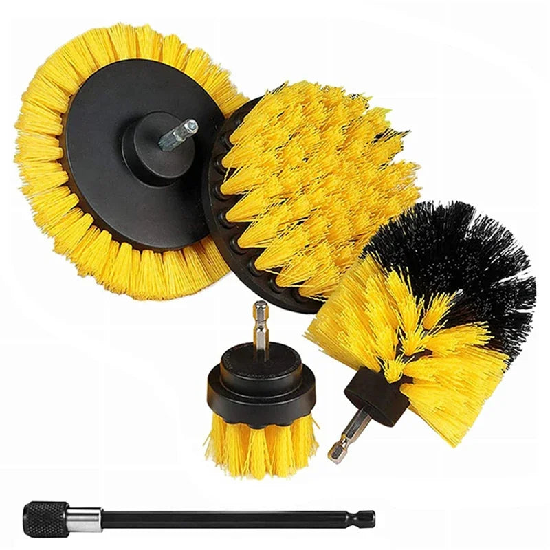 3pc/5Pcs Electric Drill-Brush Kit Power Scrubber Brush For Carpet Bathroom Surface Tub Furniture Shower Tile Tires Cleaning Tool