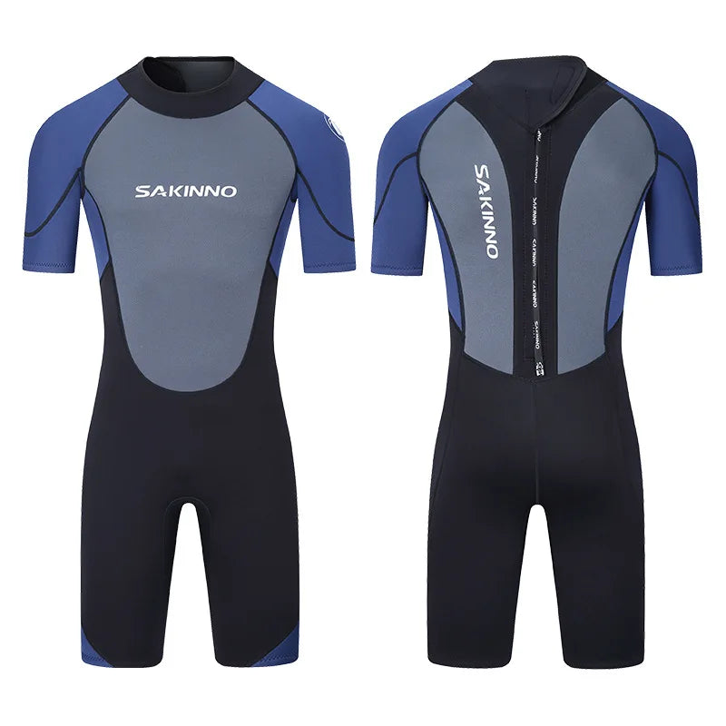 Men's 2mm 3mm One-piece Diving Suit Thermal Insulation Sun Protection Short Sleeve Swimming Surfing Snorkeling Shorty Wetsuit