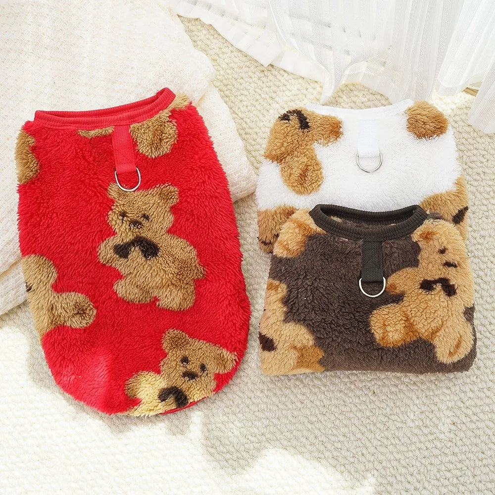 New XS-9XL Winter Puppy Clothes Warm Fleece Dog Sweater Dog Vest Cute Bear Pattern Pet Supplies Vest Pitbull New Year's Gift