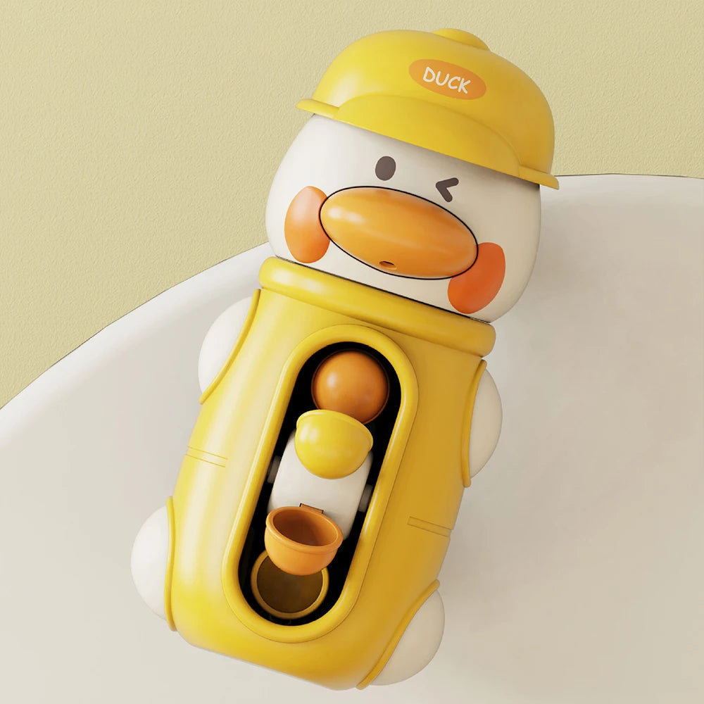 Bath Bathtub Toys for Toddlers 1 2 3 Years Old Duck Rotatable Waterwheel Bathroom Strong Suckers Water Scoop Fun Bath Toys Gifts