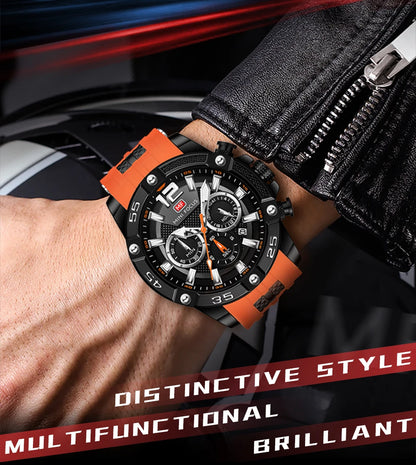 MINI FOCUS Multifunctional Sports Quartz Watch Mens Watches Waterproof Chronograph Wrist Watch with Date Luminous Hands 0349G