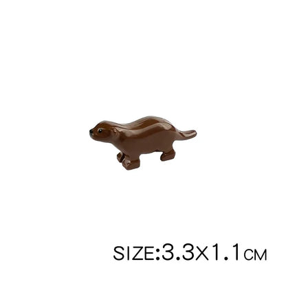 City Animal Zoo Farm Series Building Blocks Street View Panda Brown Bear Cat Pig Long Wool Sheep Cow Cattle Pet Bricks Toys Kids