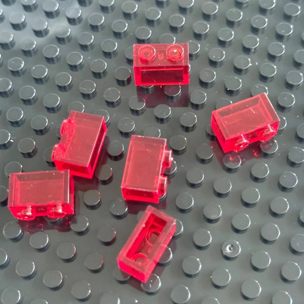 40pcs/bag Small Particles Bricks Transparent Clear Brick 1x2 Building Block Classic Bulk Parts Accessories Toys for Children