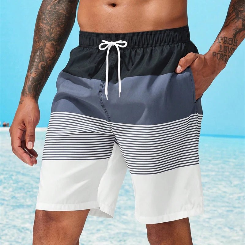 Sea Beach Casual Classic Stripe Beach Shorts For Men Loose Breathable Quick Dry Sport Board Short Summer Fashion New Short Pant