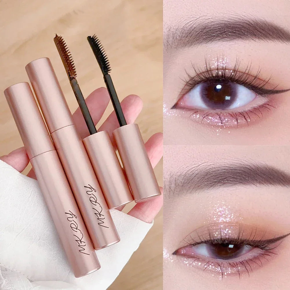 Silk Fiber Matte Mascara Makeup Ultra-Fine Brush Lengthens Eyelashes Waterproof Fast Dry Brown Black Curling Mascara Comestic