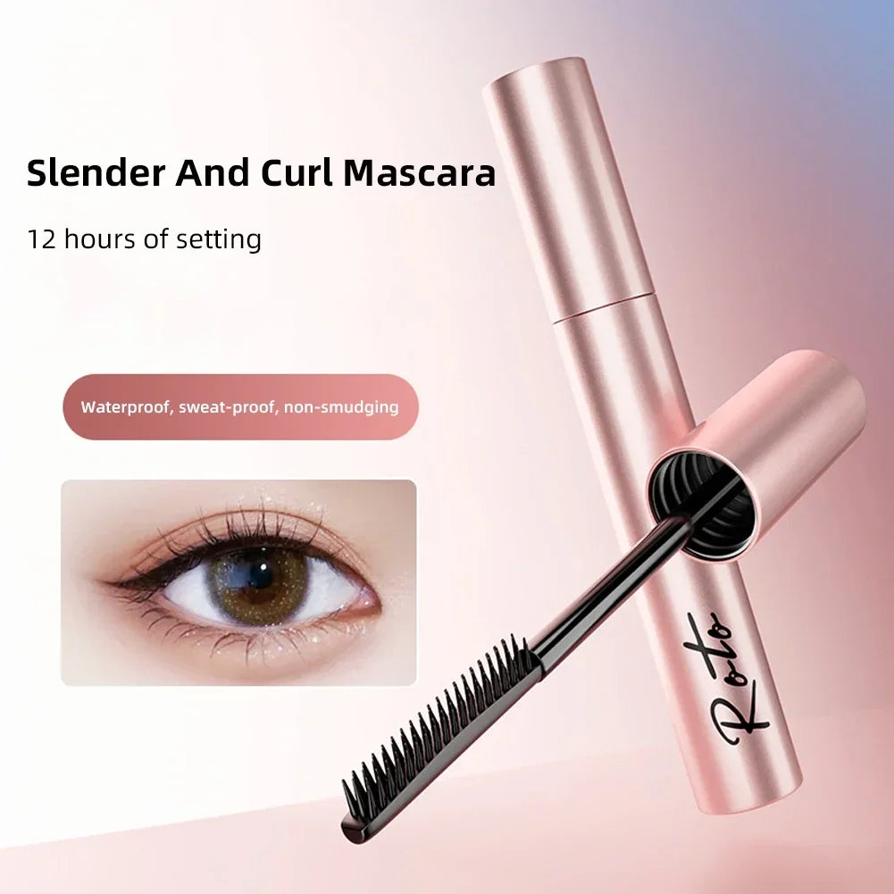 Silk Fiber Matte Mascara Makeup Ultra-Fine Brush Lengthens Eyelashes Waterproof Fast Dry Brown Black Curling Mascara Comestic
