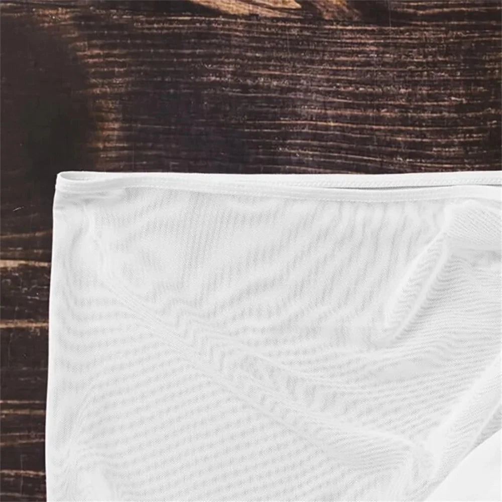 Women Beachwear Hip Skirt Translucent Sexy Swimsuit Beach Skirt Seaside Gauze Skirt Ruffled Overskirt Mesh Drawstring Cover Up