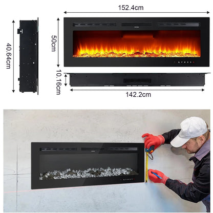 Electric Fireplace, 3 in 1 3D Wall-Mounted with 1800W Heating/12 Flame Effect LED Color Modes/Remote Control/Timer Up to 12h