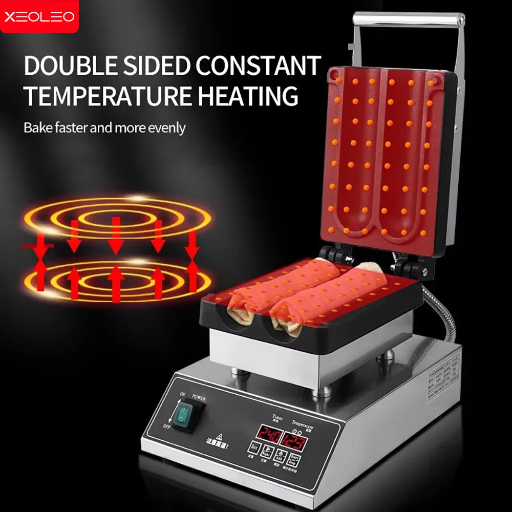 XEOLEO Digital 2PCS Mexico Chicken Rolls Maker 1500W Chicken Rolls Waffle Maker Non-Stick Chicken Wrap Toaster Grasping Pancaker