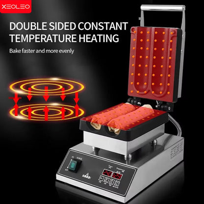 XEOLEO Digital 2PCS Mexico Chicken Rolls Maker 1500W Chicken Rolls Waffle Maker Non-Stick Chicken Wrap Toaster Grasping Pancaker
