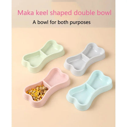 Pet Supplies Double Bowl Dog Food dog bone shaped pet double bowl maca keel shaped dog double bowl pet bowl