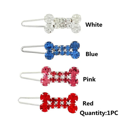 Bling Pearl Dog Collar Small and Medium Dogs Crown Hair Clips Puppy Accessories Doggy Heart and Bone Necklace Pet Supplies