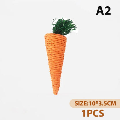 Hamster Rabbit Chew Toy Bite Grind Teeth Toys Corn Carrot Woven Balls for Tooth Cleaning Radish Molar Toys funny Pet Supplies