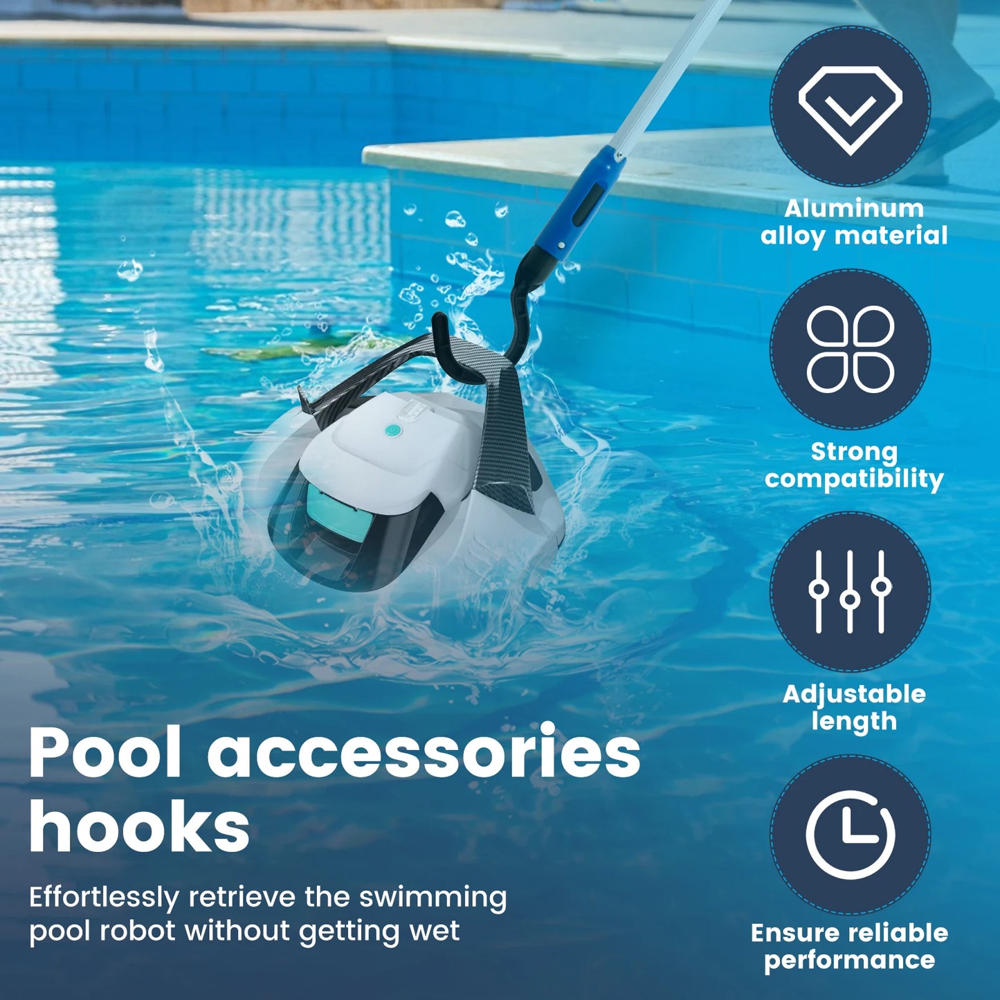 Robotic Pool Cleaner Pole Hook Detachable Plastic Pool Retrieval Hook Pool Vacuum Robot Telescopic Pole Hook Accessories