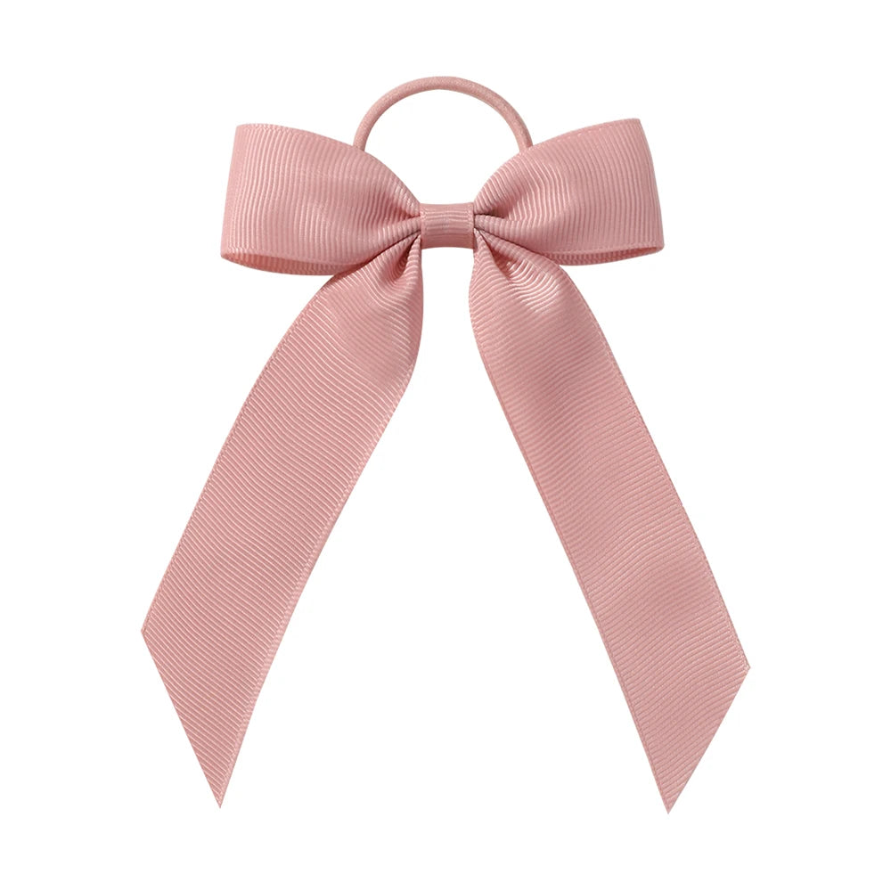 1PC Solid Color Ribbon Pigtail Hair Bows Elastic Hair Bands Holders Ties Hair Accessories for Baby Girls Infants Toddler