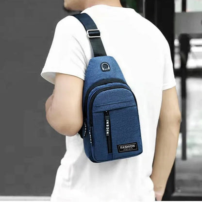 Men's Bag Solid Color Men's Chest Bag Outdoor Casual Fashionable Small Satchel Canvas Handbag Zipper Messenger Fashion Bags