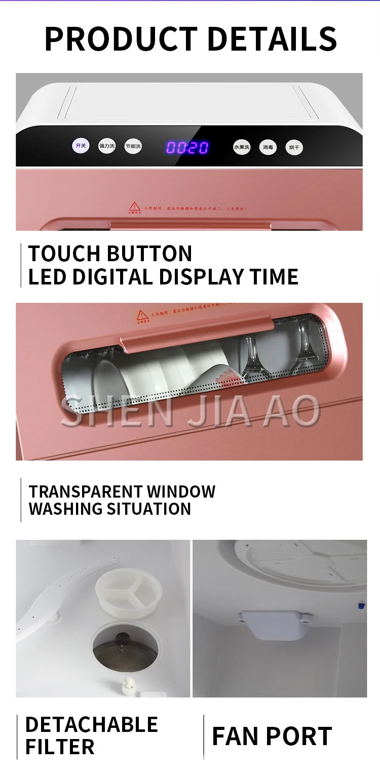 1200W Household Dishwasher Washing Machine Fully automatic Dishwashers Desktop Dish Washers Small Disinfecting Dishwasher Mini