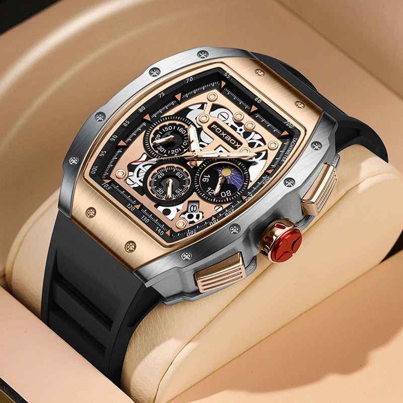 Relogio Masculino FOXBOX Men Watch LIGE Top Brand Luxury Military Square Watch Men Military Waterproof Quartz Watches For Men