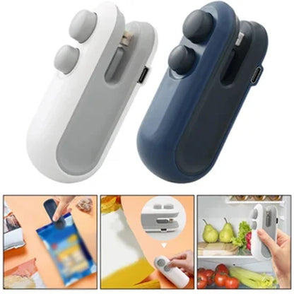 Mini Heat Sealer 2 in 1 Rechargeable HandheldBag Sealer With Cutter Magnet Bag Resealer Machine for Plastic Bags Snack Bags