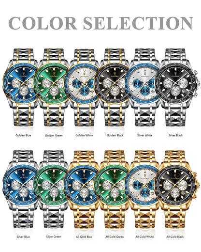POEDAGAR Luxury Brand Men Watch Waterproof Luminous Stainless Steel Men's Watches Chronograph Date Quartz Business Watch For Man