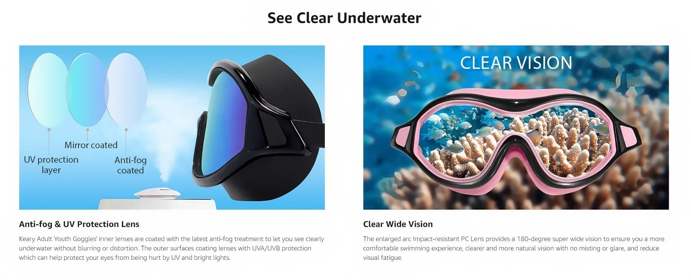2PCS Large Frame Swimming Goggles Adult High-Definition Anti Fog Electroplated For Women Men  Silicone Anti Uv Goggles