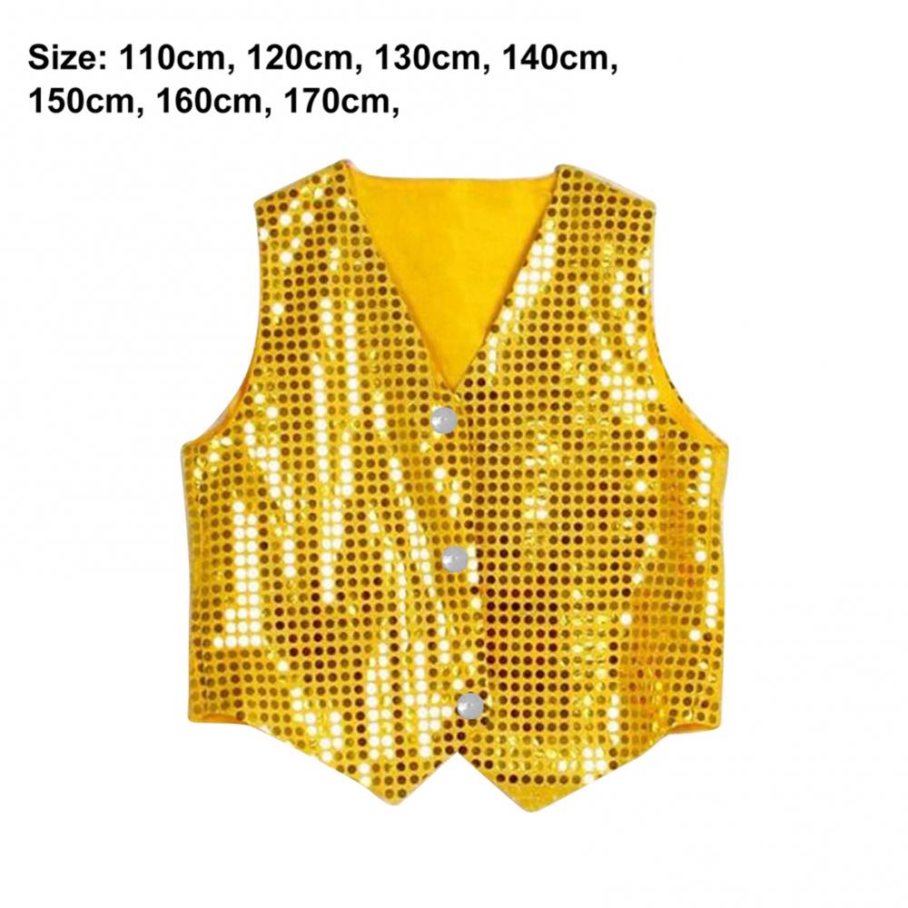 Boys Girls Sequined Vest Waistcoat Hip Hop Jazz Street Dance Vest Birthday Christmas Halloween Stage Performance Shinny Vest