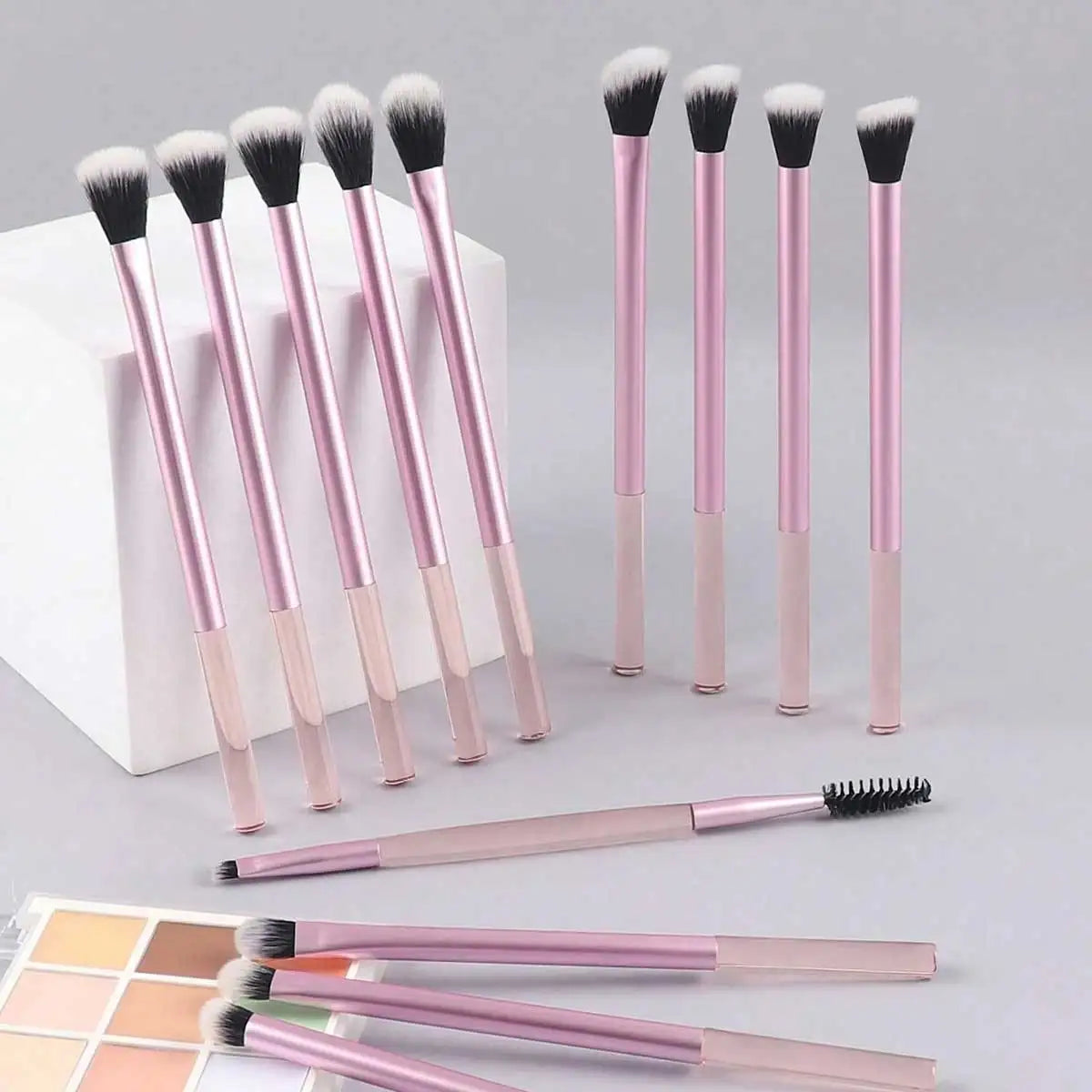 22pcs Makeup Brush Set Including 20pcs Professional Aluminum Tube Makeup Brushes, 2pcs Air Cushion Puffs For Daily Use