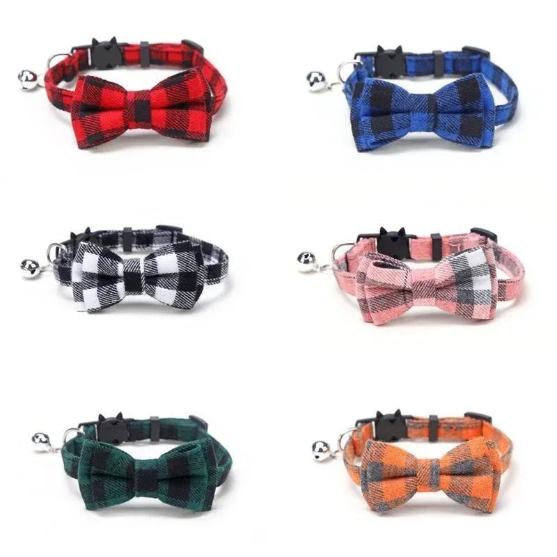 1PC Cute Cat Collar Small Puppy Cat Dog Collars Bow Kitten Collar Bowknot Necklace with Bell for Dog Cat Chihuahua Pet Supplies