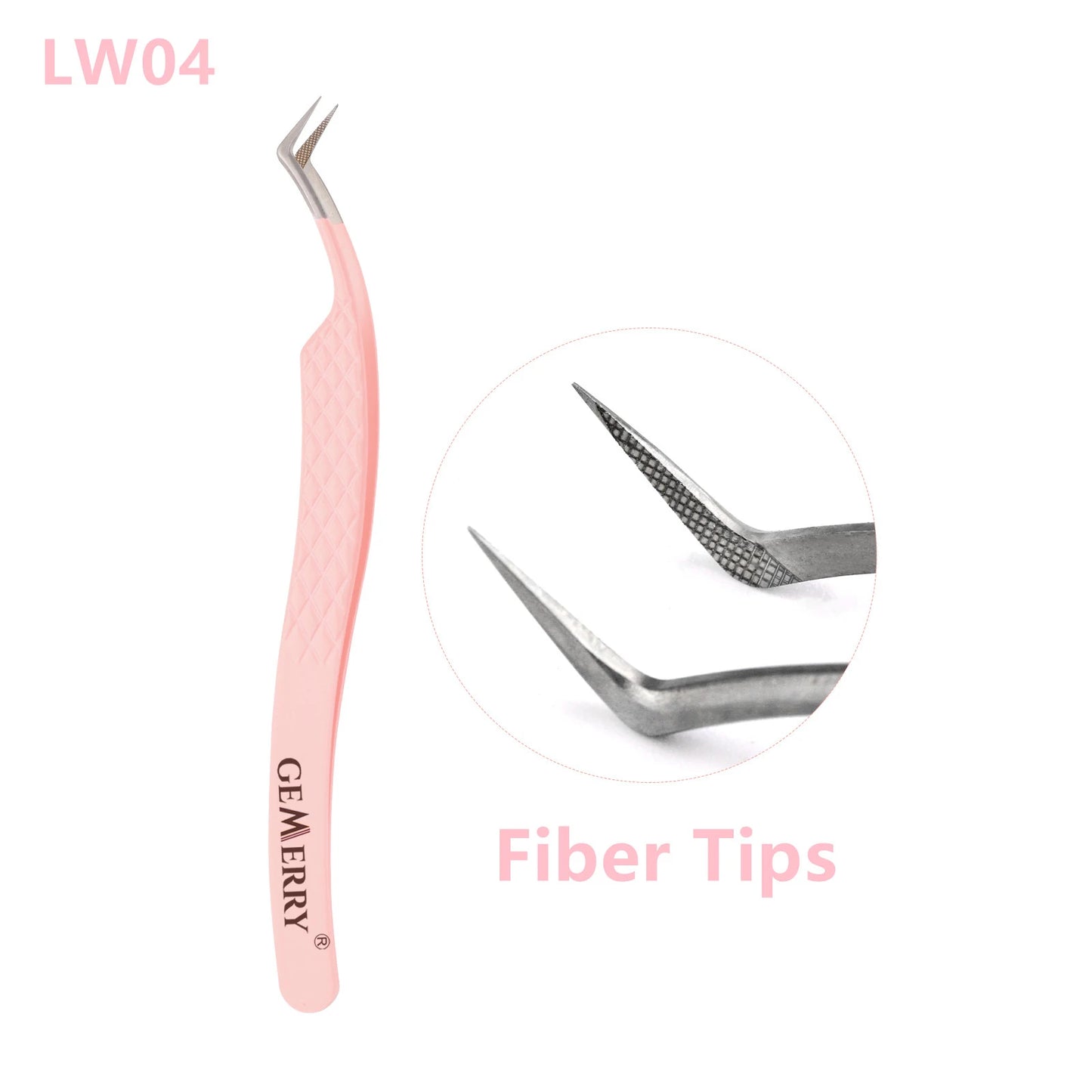 GEMERRY 1 Pcs Pink Gradient Angel Eyelash Tweezers Fiber Tips High Precision Professional Stainless Steel Tool