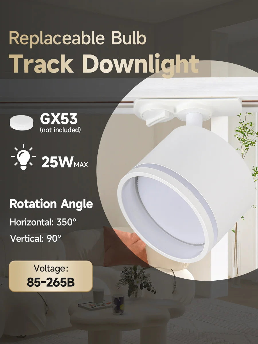 GX53 LED Track Spotlights Replaceable light bulb 110V 220V track Lights for Home Decor Living Room Kitchen Ceiling Lamp Decorate