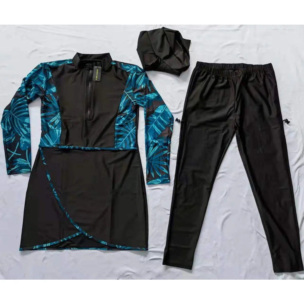 3PCS/Set Women Muslim Clothing Muslim Swimwear Long Sleeve Sport Swimsuit Burkini Swimming Maillot Bain Femme Musulmane Suit