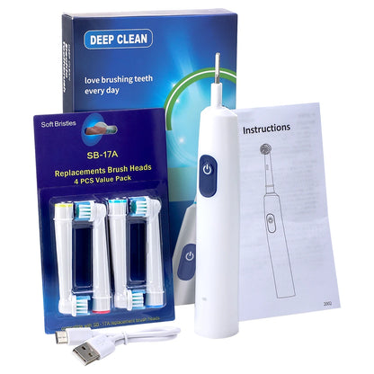 5 Modes Rotating Electric Toothbrush for Adults Smart Timer Deep Clean USB Rechargeable Tooth Brush with Replacement Heads