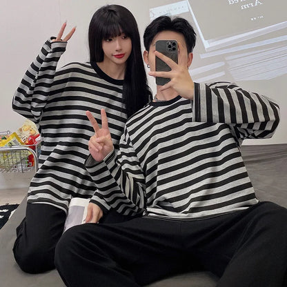Autumn Couple Pajamas Sets Cartoon Men Sleepwear Leisure Cotton Plus Size Long Sleeve Women Homewear pijama Homme Mujer Dropship