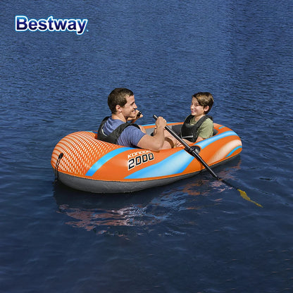 Bestway 61136/61140/61142/61146 1-3 Person Heavy Duty Inflatable Kayak - Long Lasting PVC Rafting Adventure Boat for Thrilling