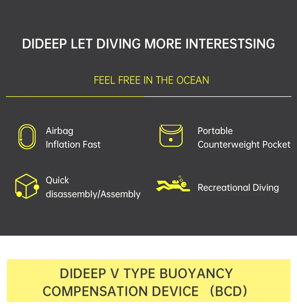 DIDEEP Buoyancy Control Device Donut Design Scuba Diving BCD Equipment High-strength Nylon Professional Diving Safety Gear