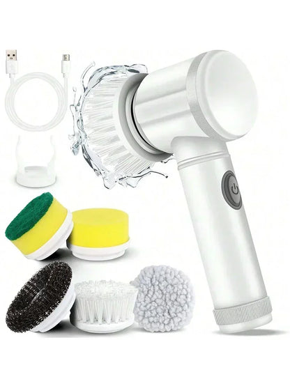 2025 Cordless Electric Spin Scrubber - 5 Brush Heads, IPX7 Waterproof, Rechargeable Bathroom Cleaner for Tile/Shower/Grout