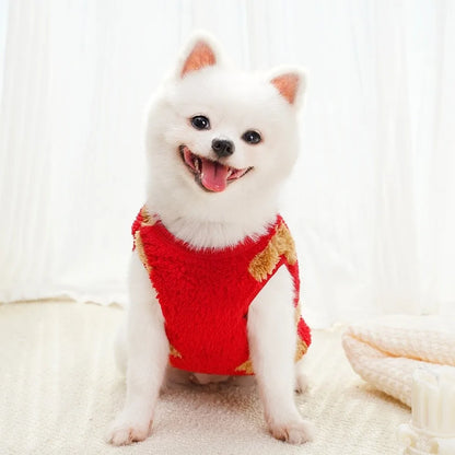 New XS-9XL Winter Puppy Clothes Warm Fleece Dog Sweater Dog Vest Cute Bear Pattern Pet Supplies Vest Pitbull New Year's Gift