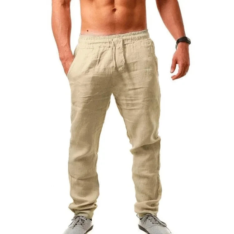 2024 Spring/Summer New Men's Cotton Linen Pants Summer Fashion Casual Solid Color Loose Plus Size M-4XL