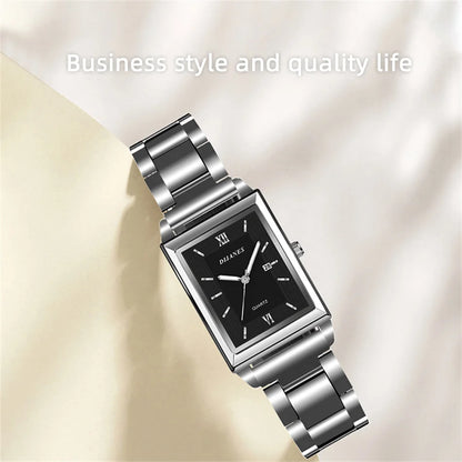 Fashion Mens Business Watches for Men Rectangle Stainless Steel Quartz Wrist Watch Man Casual Leather Watch relogio masculino