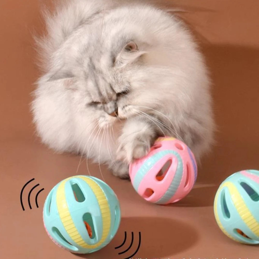 Bell Ball Cat Toys kitten Colorful Playing Ball Toys Interactive Funny Plastic Cat Sound Toy Cat Ball Chase Toy Pet Supplies