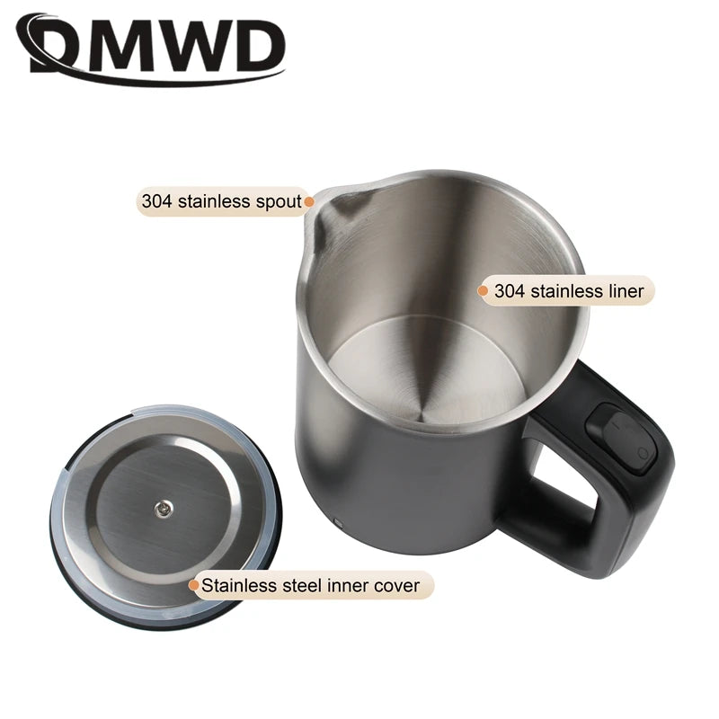 110V 220V Electric Kettle 0.6L Seamless 304 Stainless steel liner Fast heating Mini Teapot Water heater Coffee maker for Travel